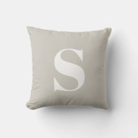 Light Beige Tan Initial Monogrammed Outdoor Pillow