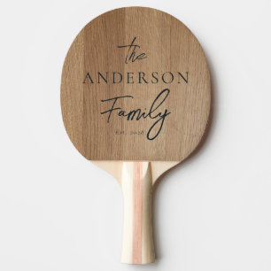 Light Birch Wood Hand Written Family Name Ping Pong Paddle