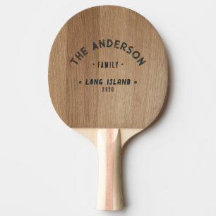 Light Birch Wood Vintage Seaside Family Name Ping Pong Paddle