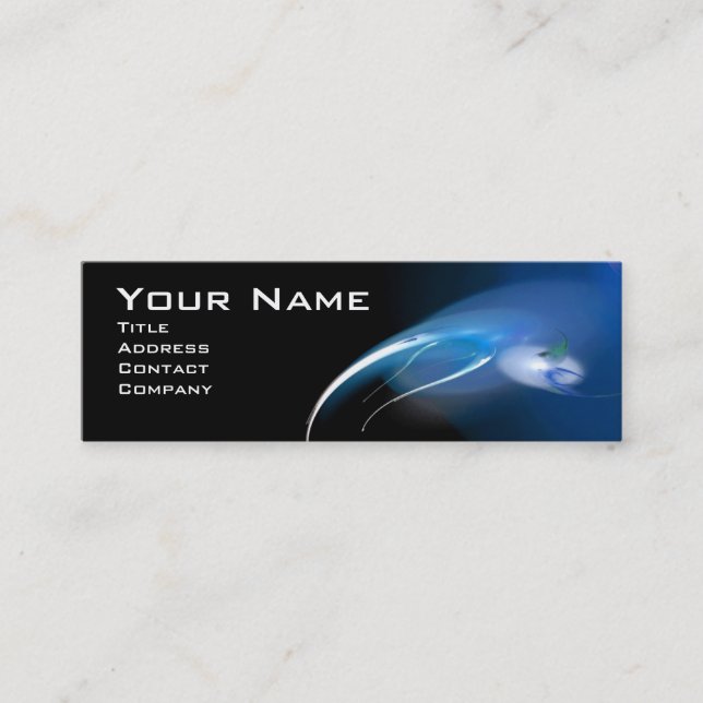 LIGHT BIRD MONOGRAM Vibrant black blue Mini Business Card (Front)