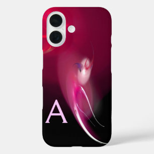 LIGHT BIRD / PINK FUCHSIA BLACK ABSTRACT MONOGRAM iPhone 16 CASE