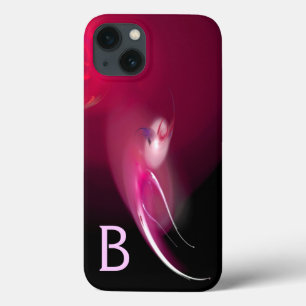 LIGHT BIRD / PINK FUCHSIA BLACK ABSTRACT MONOGRAM iPhone 13 CASE