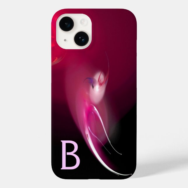 LIGHT BIRD / PINK FUCHSIA BLACK ABSTRACT MONOGRAM Case-Mate iPhone CASE (Back)