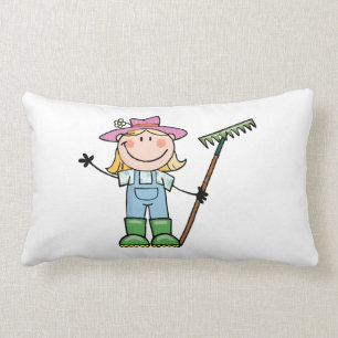Light Blonde Gardener with Pink Hat Lumbar Cushion