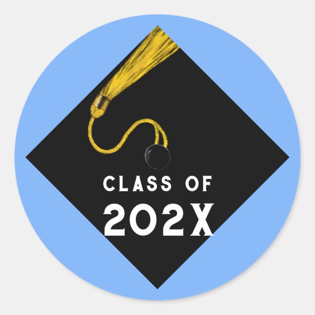 Light Blue 2021 graduation Classic Round Sticker (Front)