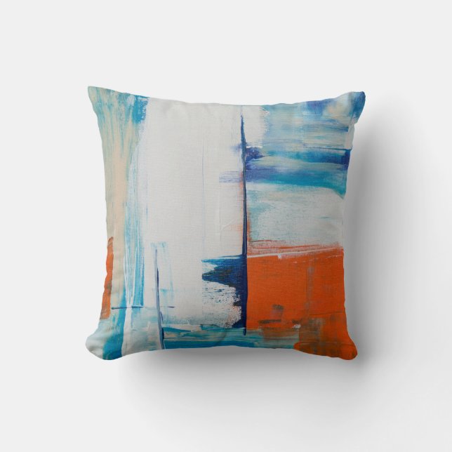 Light Blue Abstract Acrylic Painting Cushion (Front)