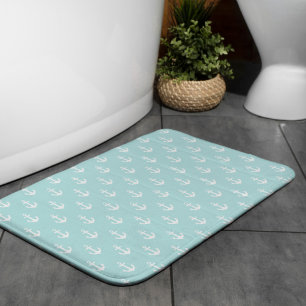 Light Blue Anchors Pattern Bath Mat