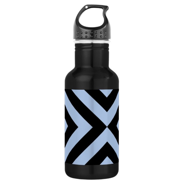 Light Blue and Black Chevrons 532 Ml Water Bottle (Front)