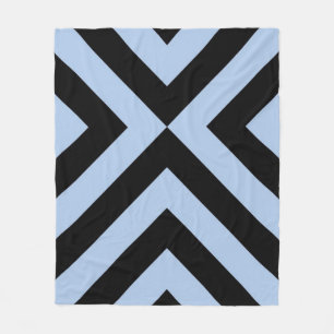 Light Blue And Black Chevrons Fleece Blanket