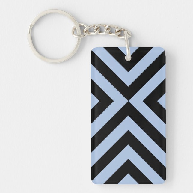 Light Blue and Black Chevrons Key Ring (Front)