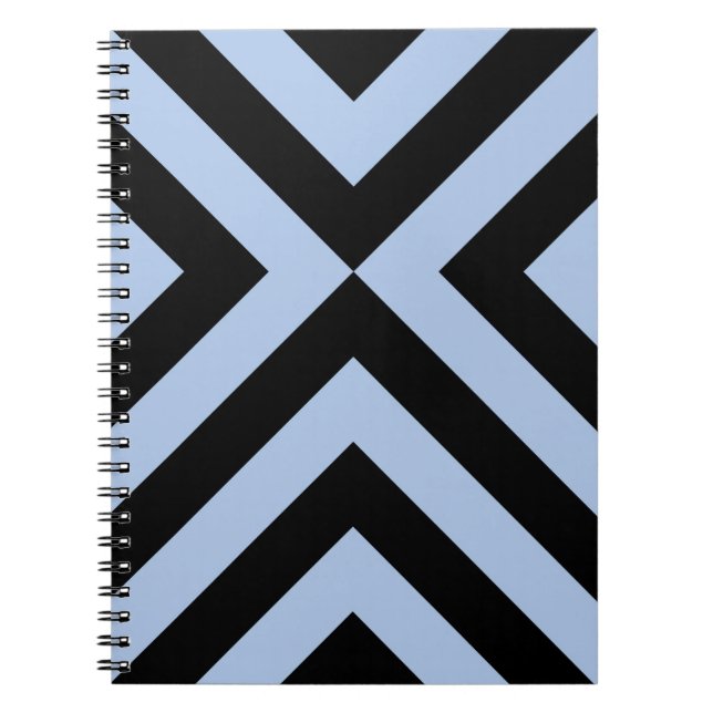 Light Blue and Black Chevrons Spiral Notebook (Front)
