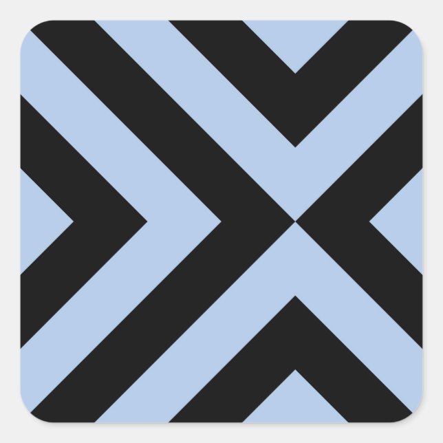 Light Blue and Black Chevrons Square Sticker (Front)
