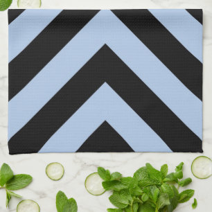 Light Blue and Black Chevrons Tea Towel