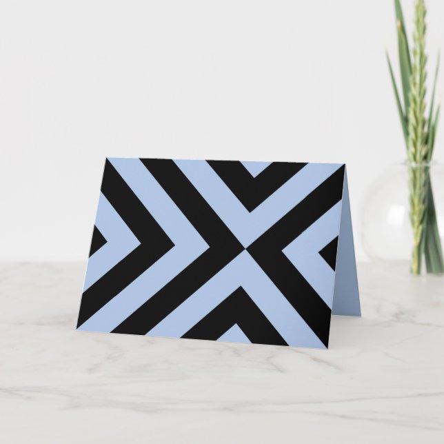 Light Blue and Black Chevrons Thank You Card (Front)