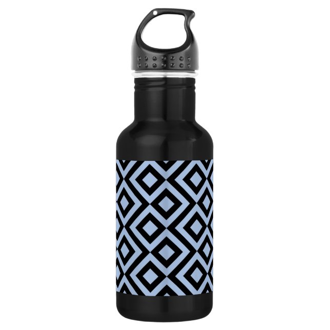 Light Blue And Black Meander 532 Ml Water Bottle (Front)