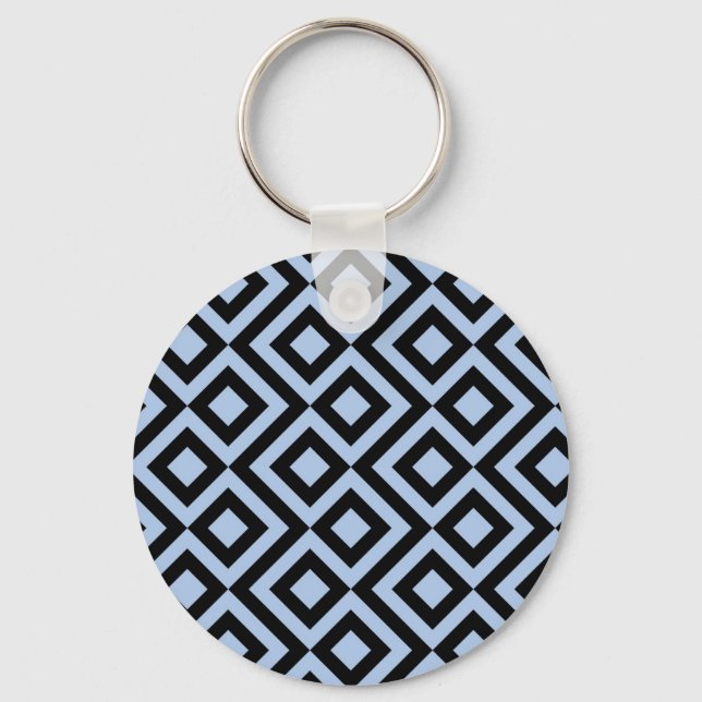 Light Blue And Black Meander Key Ring (Front)