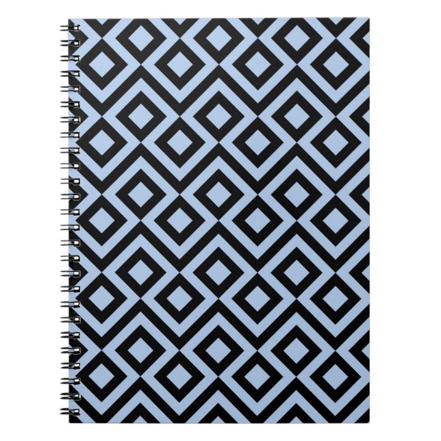 Light Blue And Black Meander Spiral Notebook (Front)