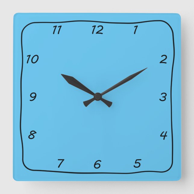 Light Blue and Black Whimsical Simple Clock (Front)
