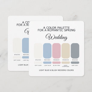 Light Blue and Blush Wedding Colour Palette Card