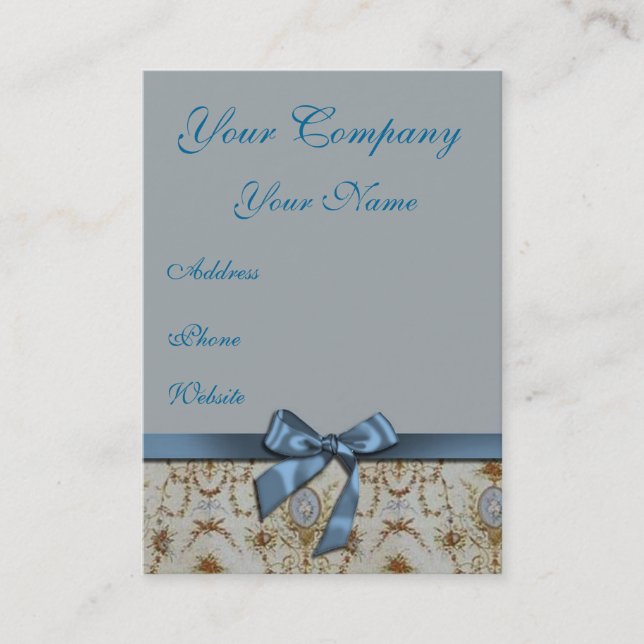Light Blue and Cream Damask  Business Card (Front)