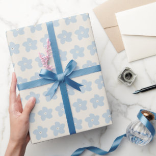 Light Blue And Cream Retro Flower Wrapping Paper