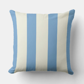 Light Blue and Cream Wide Stripes Funhaus Cushion