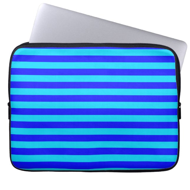 Light Blue and Dark Blue Stripes Design  Laptop Sleeve (Front)