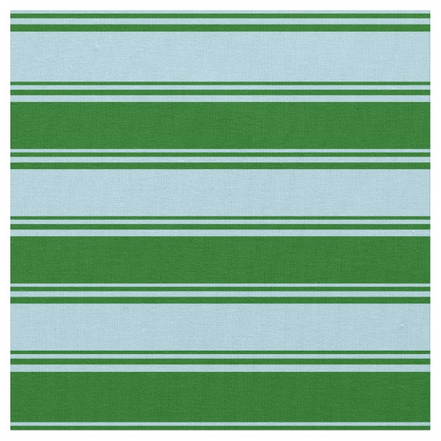 Light Blue and Dark Green Coloured Striped Pattern Fabric (Close Up)