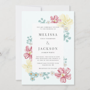 Light blue and Flower Wedding Invitation