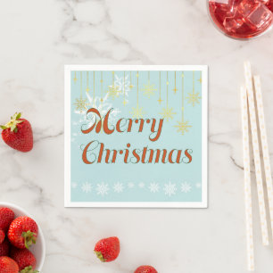 Light blue and Gold Merry Christmas  Napkin
