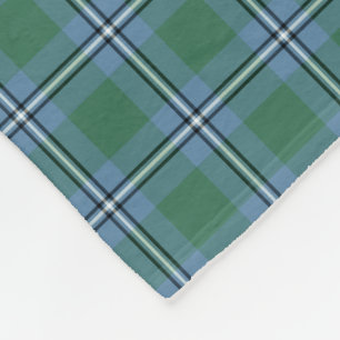 Light Blue and Green Clan Irvine Tartan Fleece Blanket