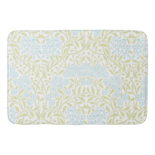 Light Blue and Green Floral Bath Mat