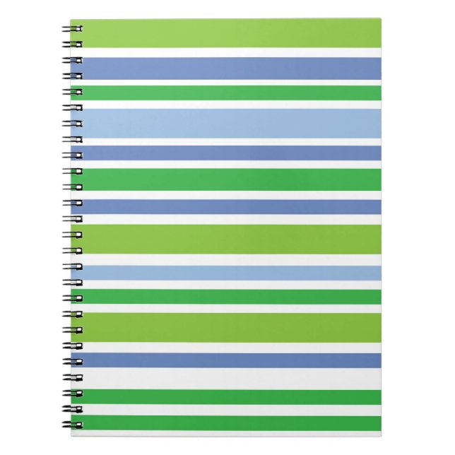 Light Blue and Green Stripe Spiral Notebook (Front)