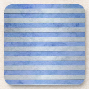 Light Blue and Grey Watercolor Stripes Pattern Coaster