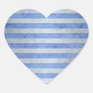 Light Blue and Grey Watercolor Stripes Pattern Heart Sticker