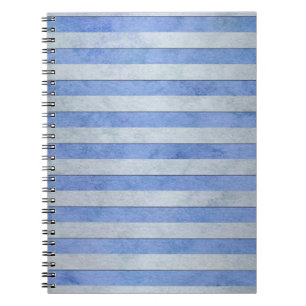 Light Blue and Grey Watercolor Stripes Pattern Notebook