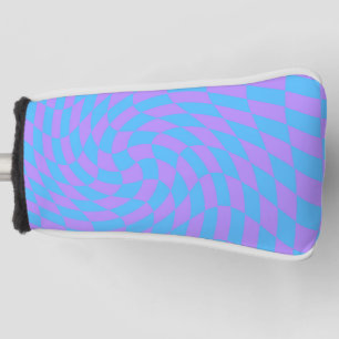 Light Blue and Lavender Waved Checkered Pattern  Golf Head Cover
