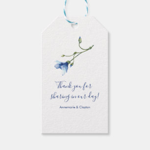 Light Blue and Navy Floral Wedding Thank You Gift Tags