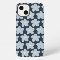 Light Blue And Navy Retro Flower