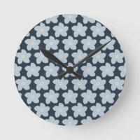 Light Blue And Navy Retro Flower