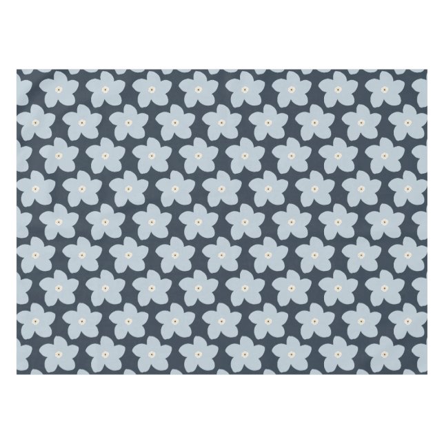 Light Blue And Navy Retro Flower Tablecloth (Front (Horizontal))