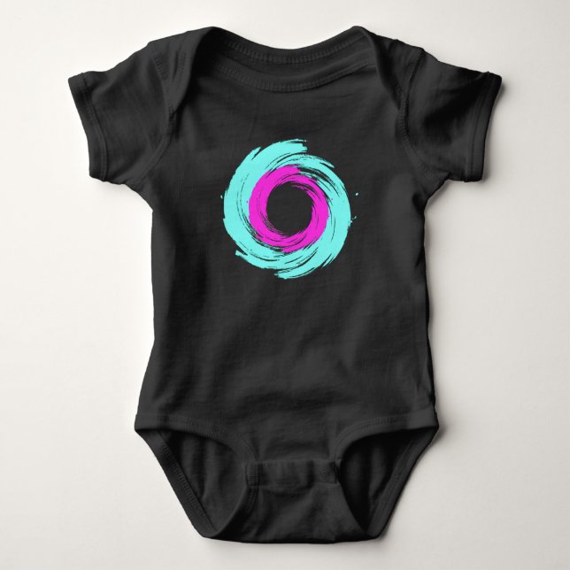 Light Blue and Pink Vortex Baby Bodysuit (Front)
