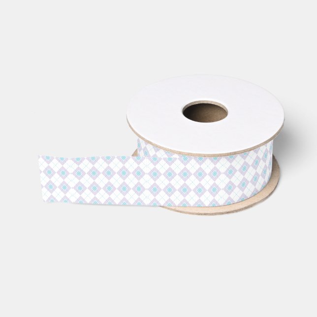 Light Blue and Purple Argyle Grosgrain Ribbon (Spool)