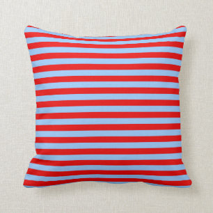 Light Blue and Red Stripes Cushion