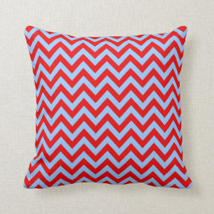 Light Blue and Red Zigzag Cushion