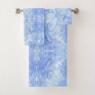 Light Blue and White Abstract Bath Towel Set