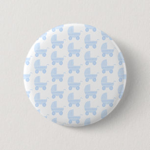 Light Blue and White Baby Stroller Pattern. 6 Cm Round Badge