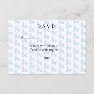 Light Blue and White Baby Stroller Pattern. RSVP Card