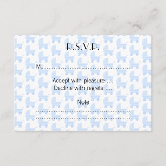 Light Blue and White Baby Stroller Pattern. RSVP Card