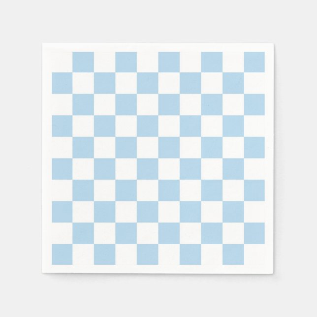 Light Blue and White Chequered Pattern Napkin (Front)